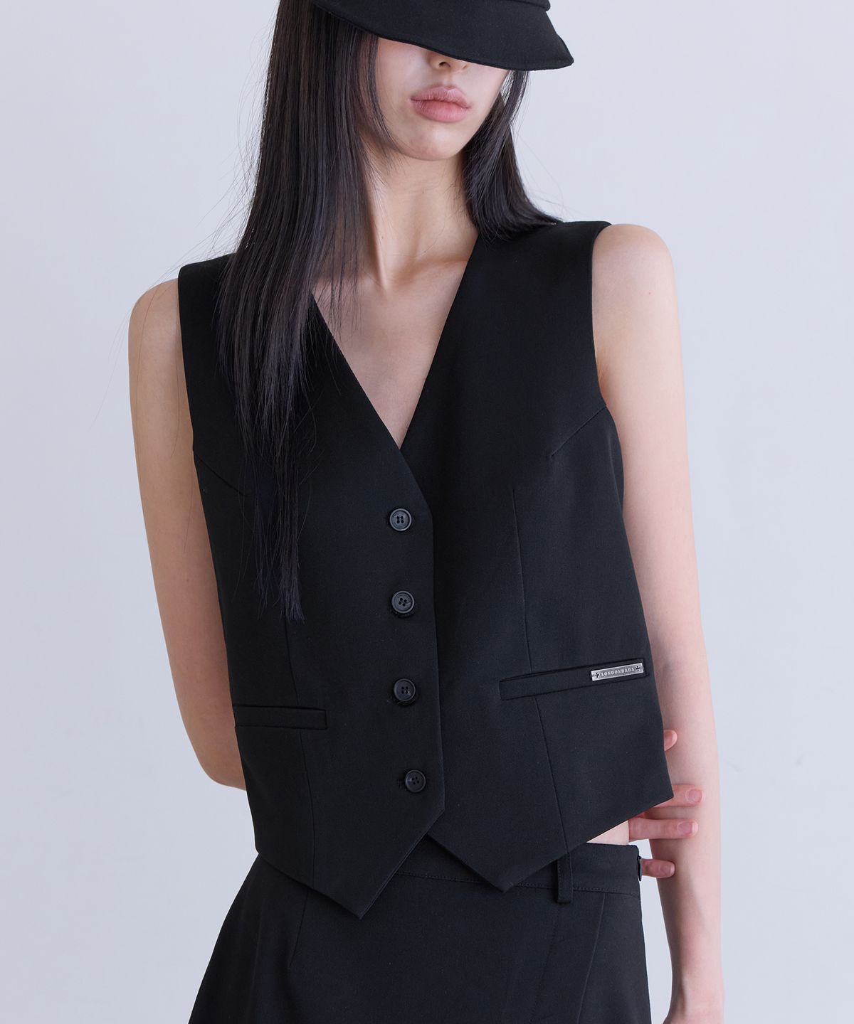 런던다다(LONDONDADA) [SET-UP] Essential Tailored Vest, BLACK
