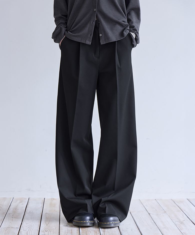 [SET-UP] Essential Tailored One-Tuck Straight Slacks, BLACK