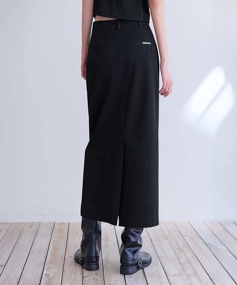 [SET-UP] Essential Tailored Long Skirt, BLACK