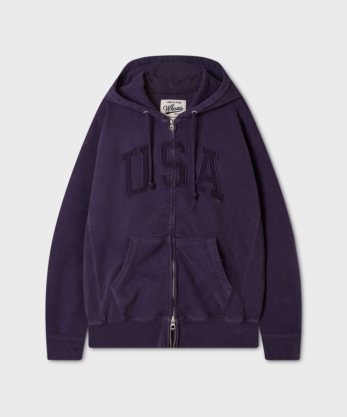 후아유(WHO.A.U) Vintage Dyed USA Hood Zip-up(Over-fit) / WHMZG4991U