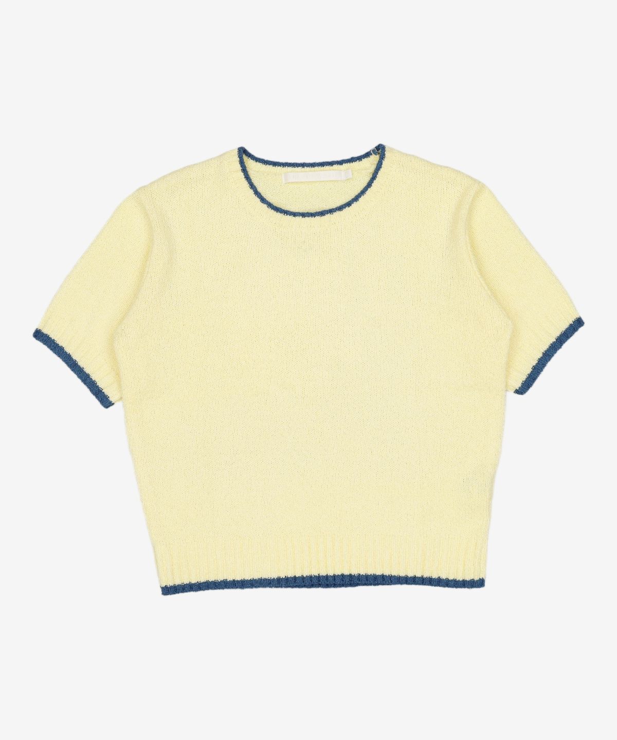 드로우핏 우먼(DRAWFIT WOMEN) 라인 배색 부클 반팔 니트 [LEMON] M