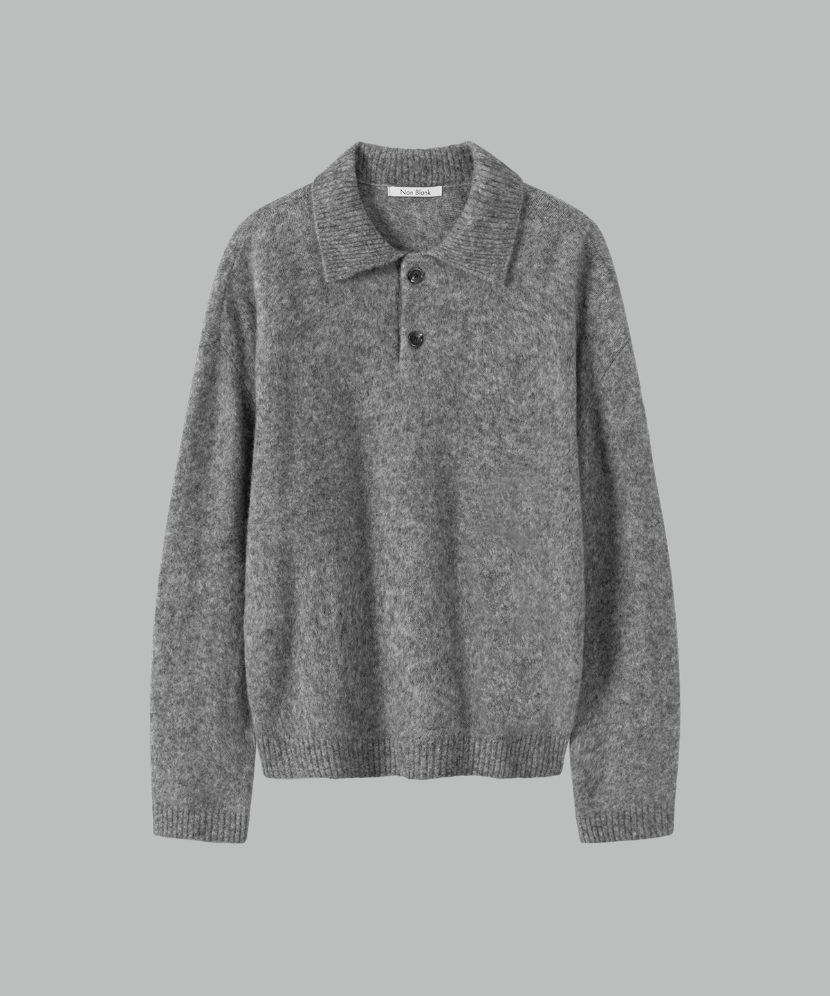 넌블랭크(NONBLANK) 모헤어 크롭 칼라 니트_MELANGE GREY