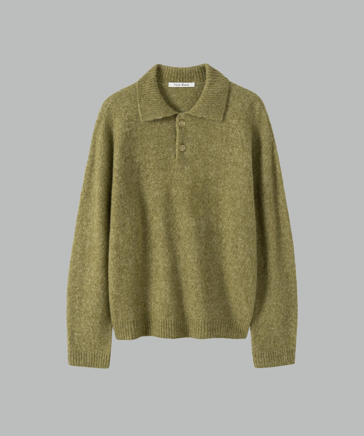 넌블랭크(NONBLANK) 모헤어 크롭 칼라 니트_KHAKI