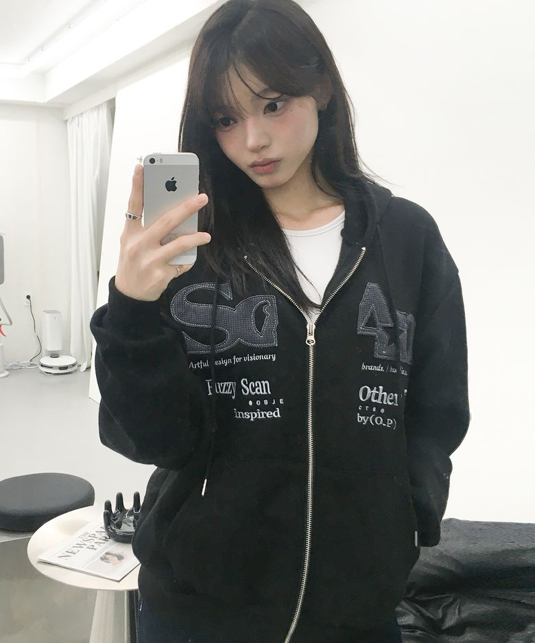 와플 아더오브젝트 아플리케 후드집업 3color