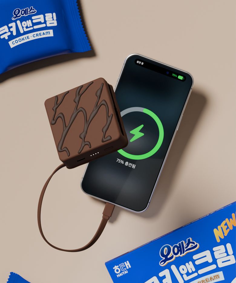 오예스 세이프젤 보조배터리 10000mAh, 쿠키앤크림