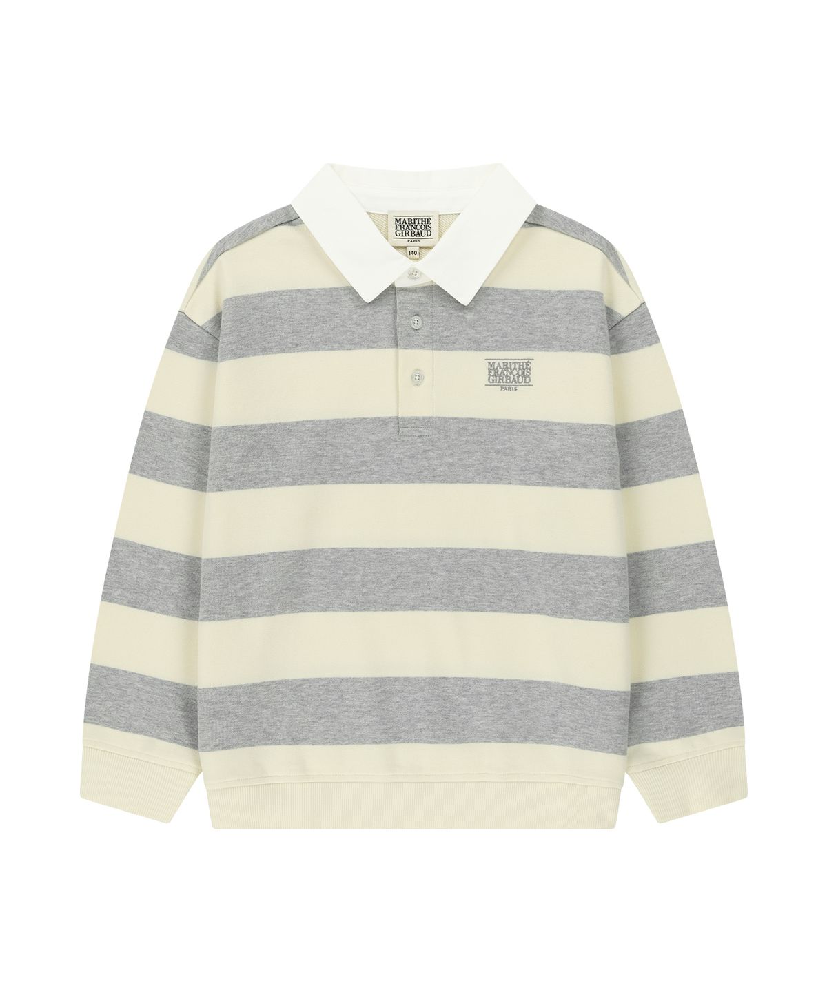 마리떼 키즈(MARITHÉ KIDS) KIDS MICRO CLASSIC LOGO RUGBY STRIPE SWEATSHIRT heather gray