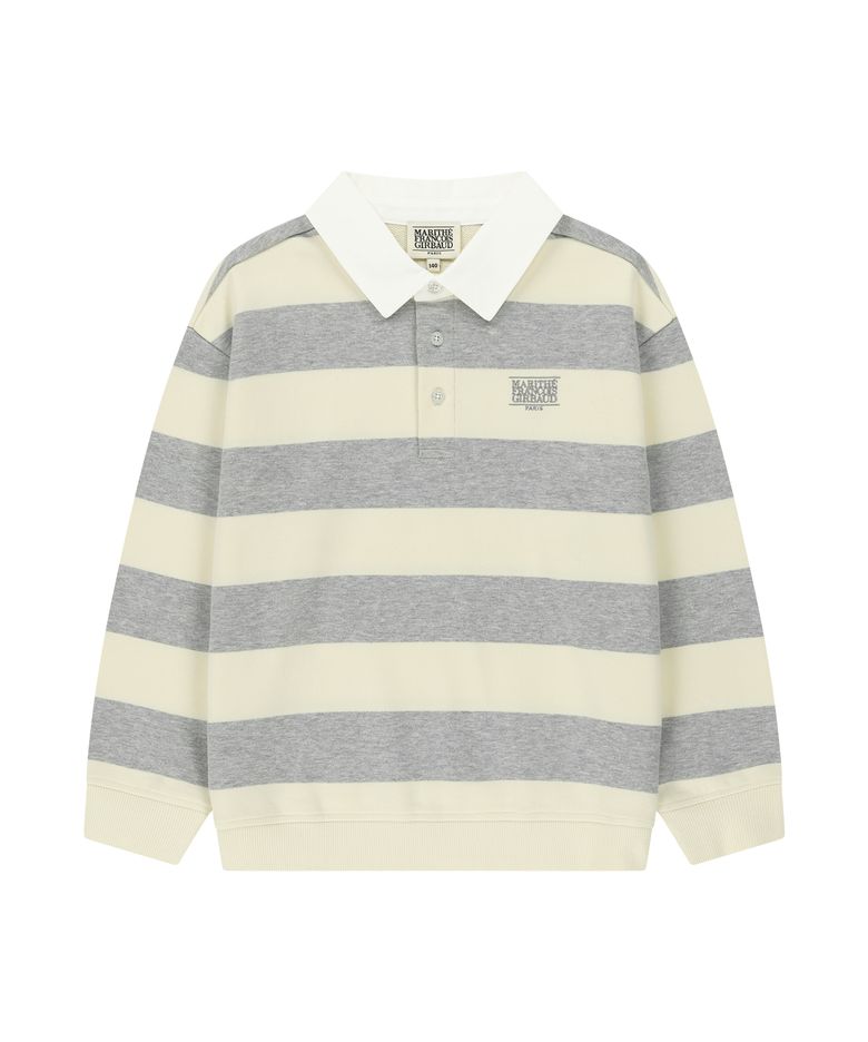 KIDS MICRO CLASSIC LOGO RUGBY STRIPE SWEATSHIRT heather gray
