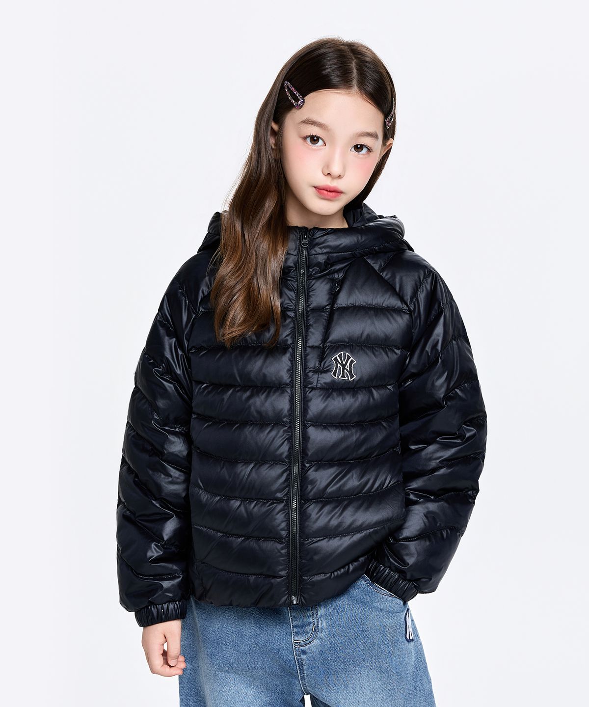 엠엘비 키즈(MLB KIDS) 아웃도어 모디파이드 유로피안덕 경량다운 NY (Black)