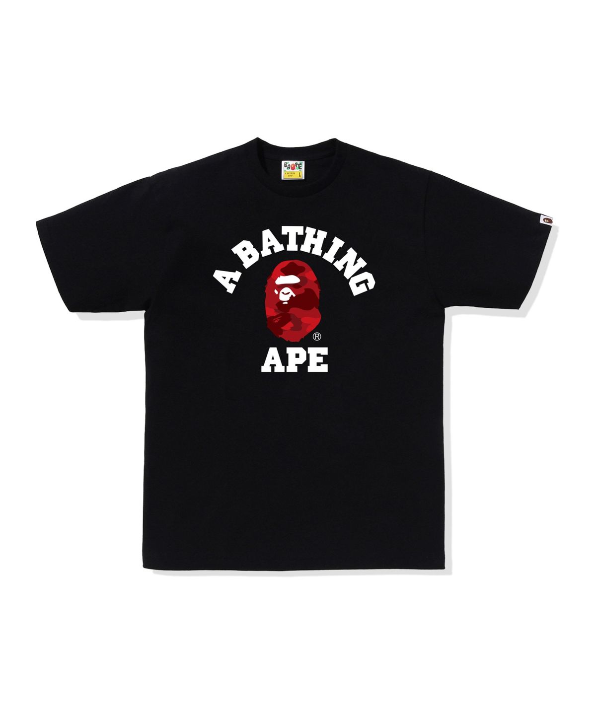 베이프(BAPE) 컬러 카모 콜리지 티셔츠(M) BLACK/RED