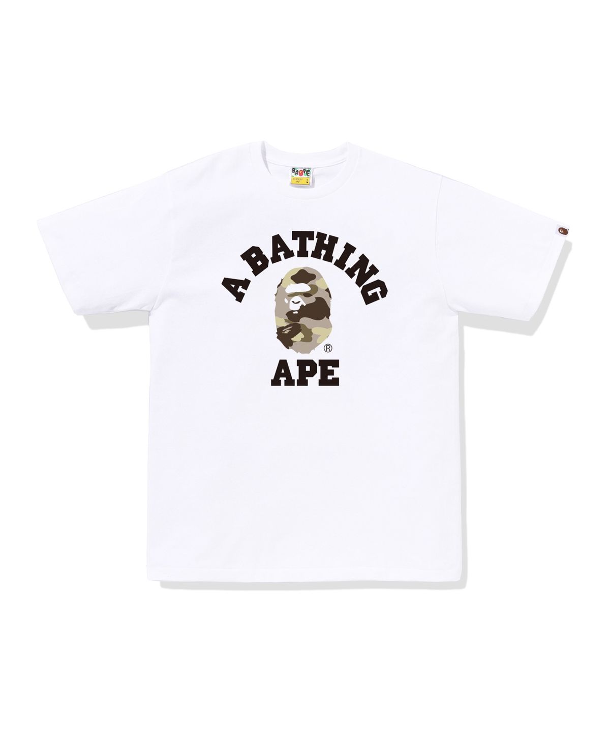 베이프(BAPE) 컬러 카모 콜리지 티셔츠(M) WHITE/BROWN