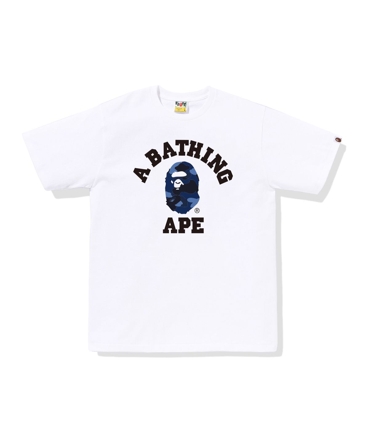 베이프(BAPE) 컬러 카모 콜리지 티셔츠(M) WHITE/NAVY