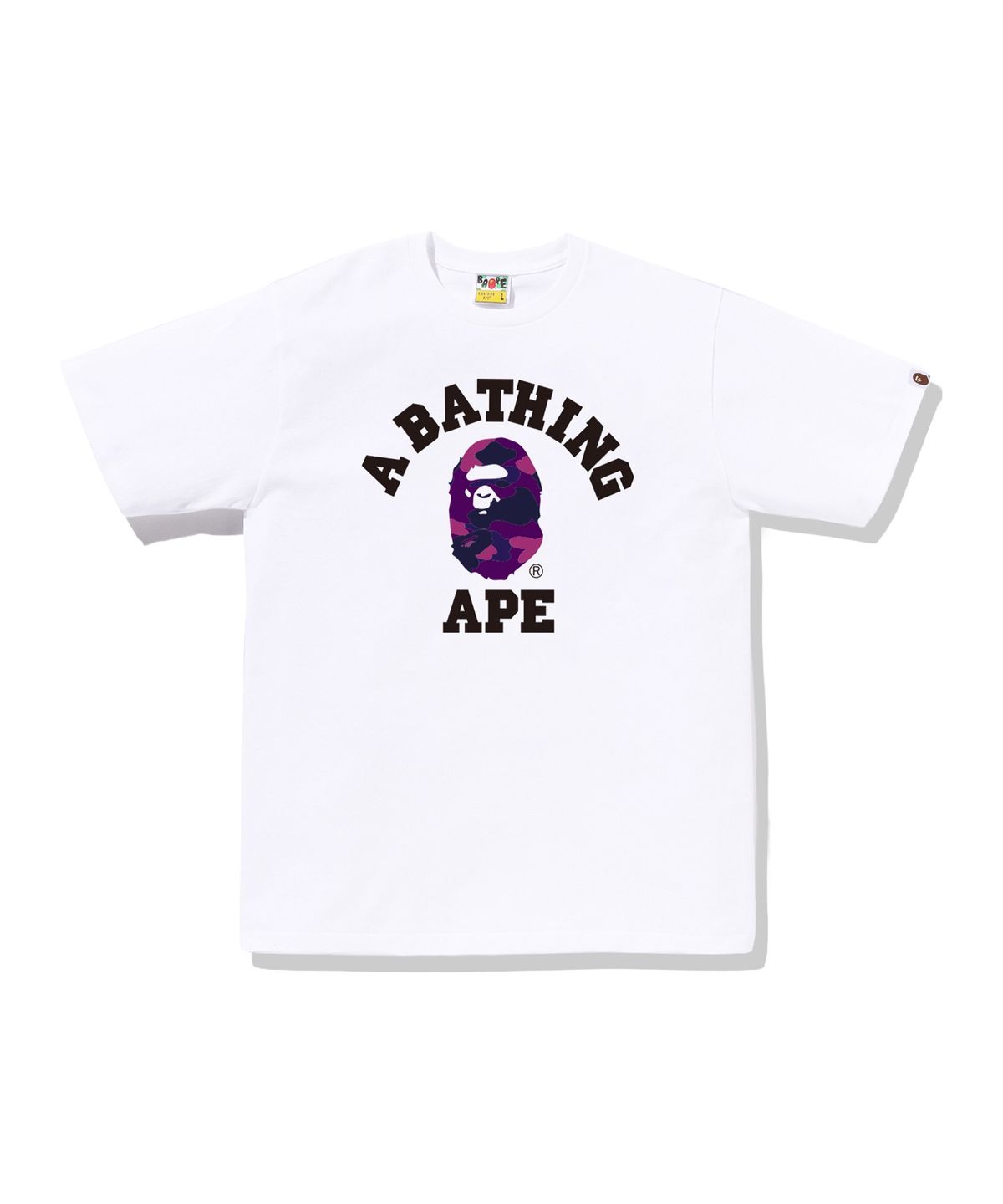베이프(BAPE) 컬러 카모 콜리지 티셔츠(M) WHITE/PURPLE