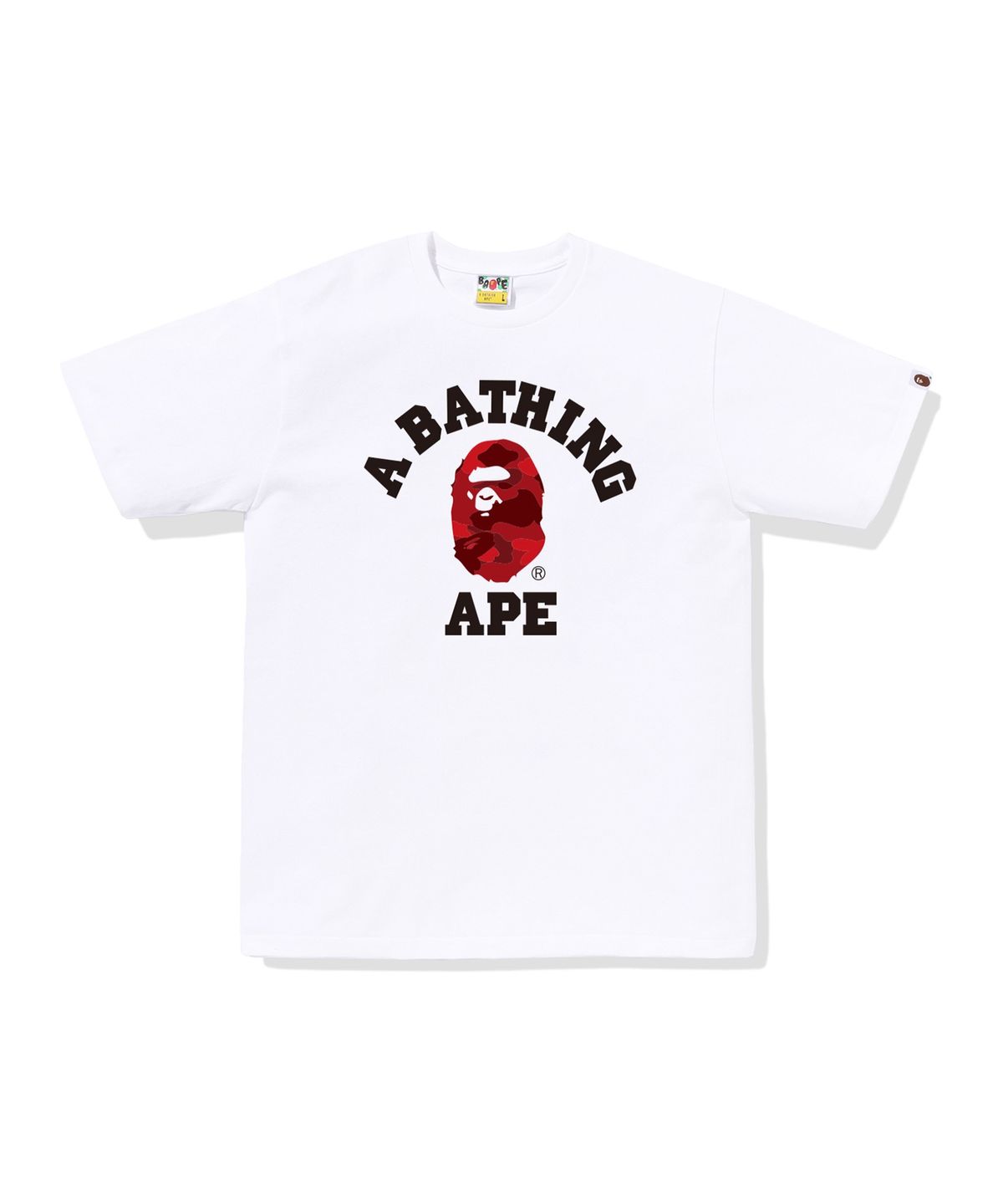 베이프(BAPE) 컬러 카모 콜리지 티셔츠(M) WHITE/RED