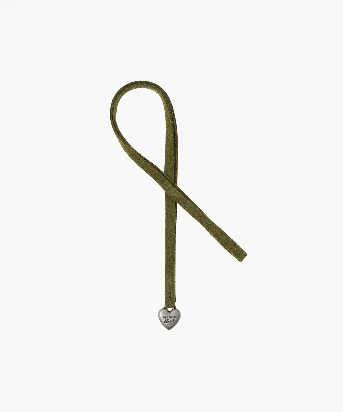 마지셔우드(MARGESHERWOOD) HEART CHARM_dark olive suede