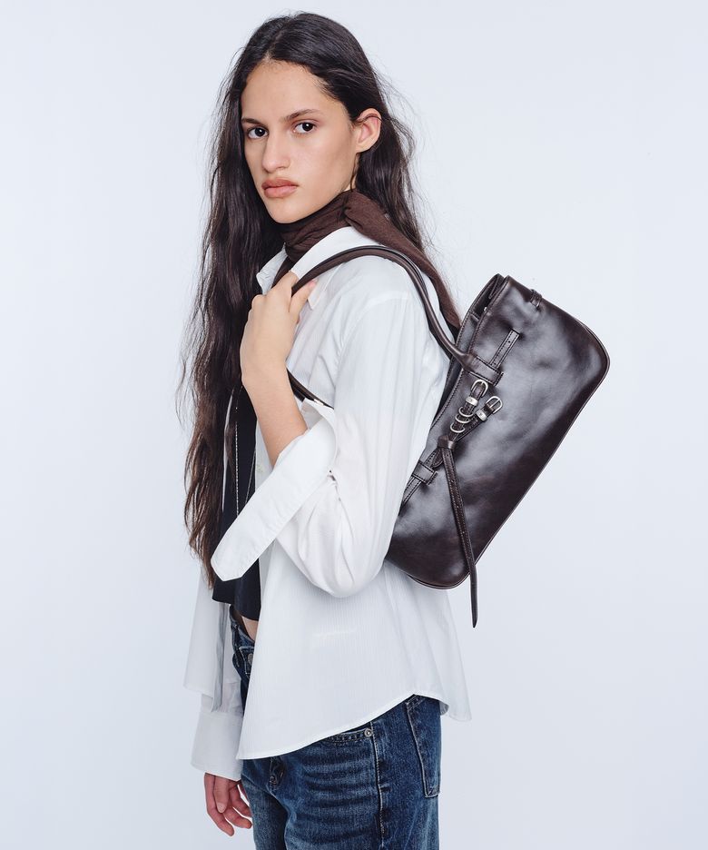 GRANDMA USED SHOULDER BAG_sepia pull-up
