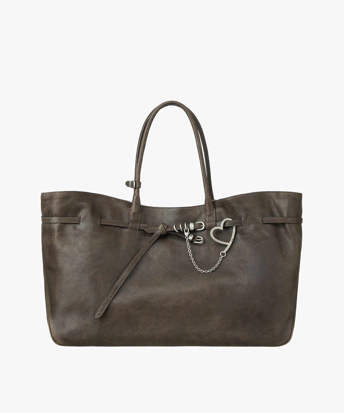 마지셔우드(MARGESHERWOOD) GRANDMA USED BAG XL_washed brown embossed pull-up