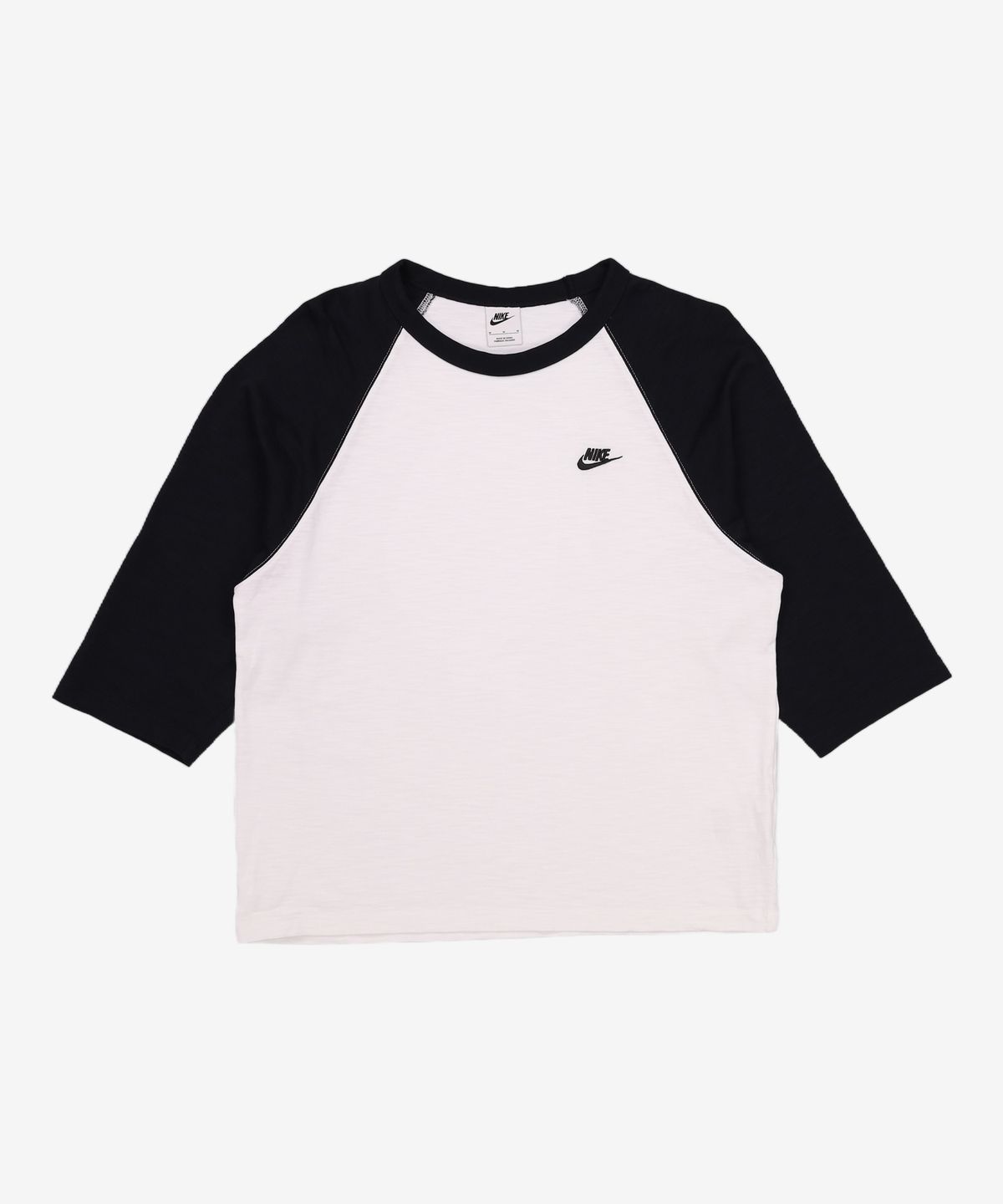 나이키(NIKE) 스포츠웨어 클럽 3/4 슬리브 래글런 탑 M - 블랙:화이트:블랙 / IF0756-010 M