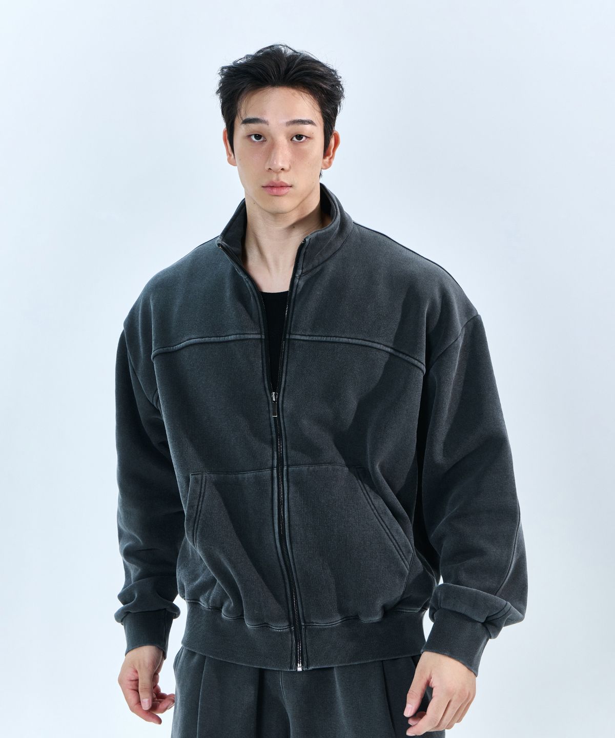 나인제트(NINEZ) 가먼트다잉 스웻 오픈 집업