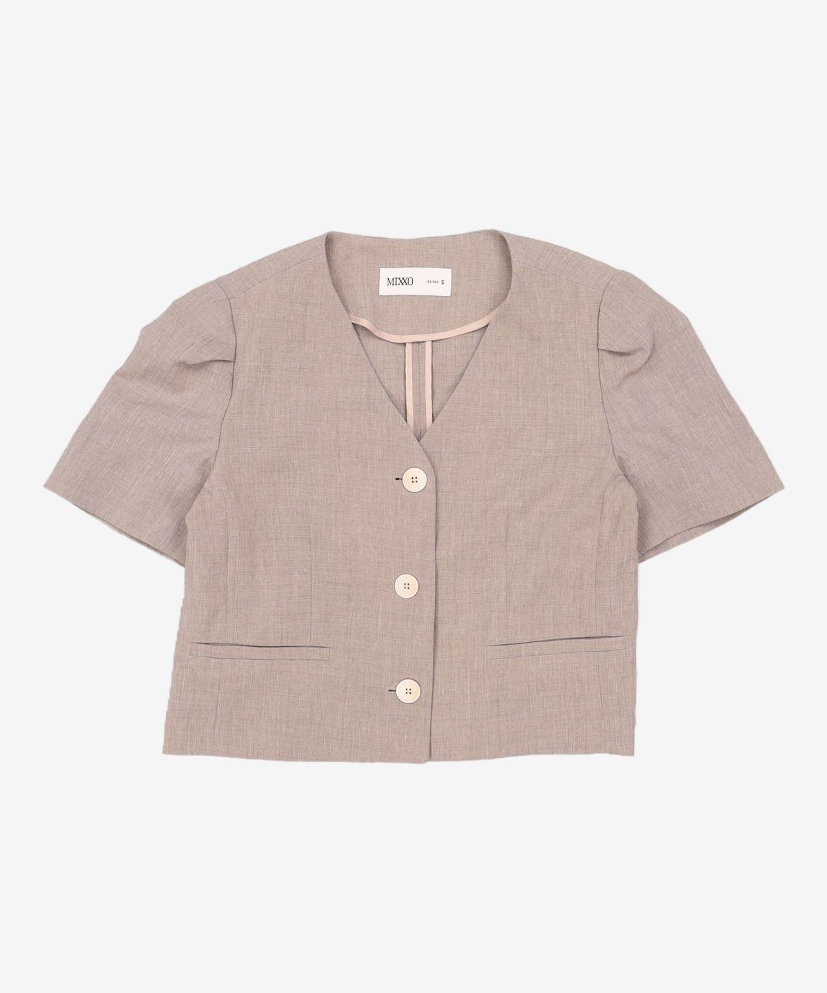 미쏘(MIXXO) 셋업)브이넥 반팔 자켓_MIWJKD721B S
