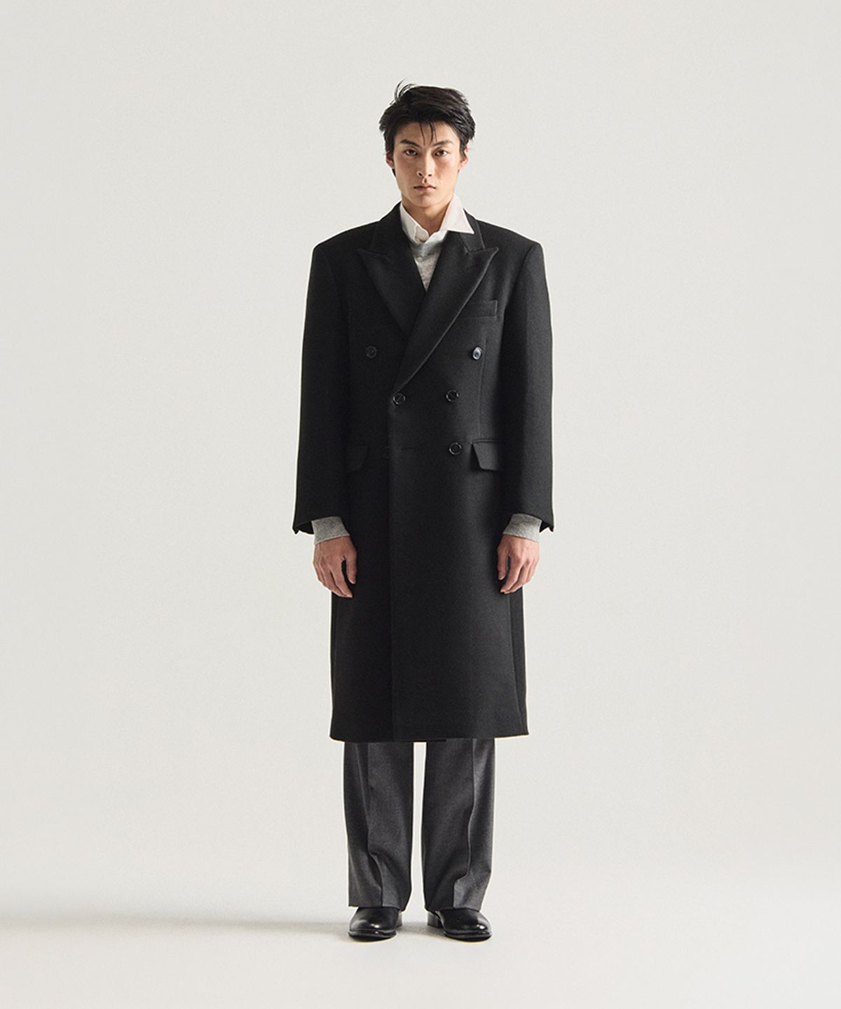 테일러채드(TAILORCHAD) 블랙 더블-브레스티드 울 코트