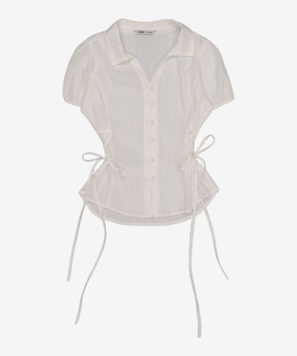 미쏘(MIXXO) 시어 레이스업 블라우스_MIWBWG716G M