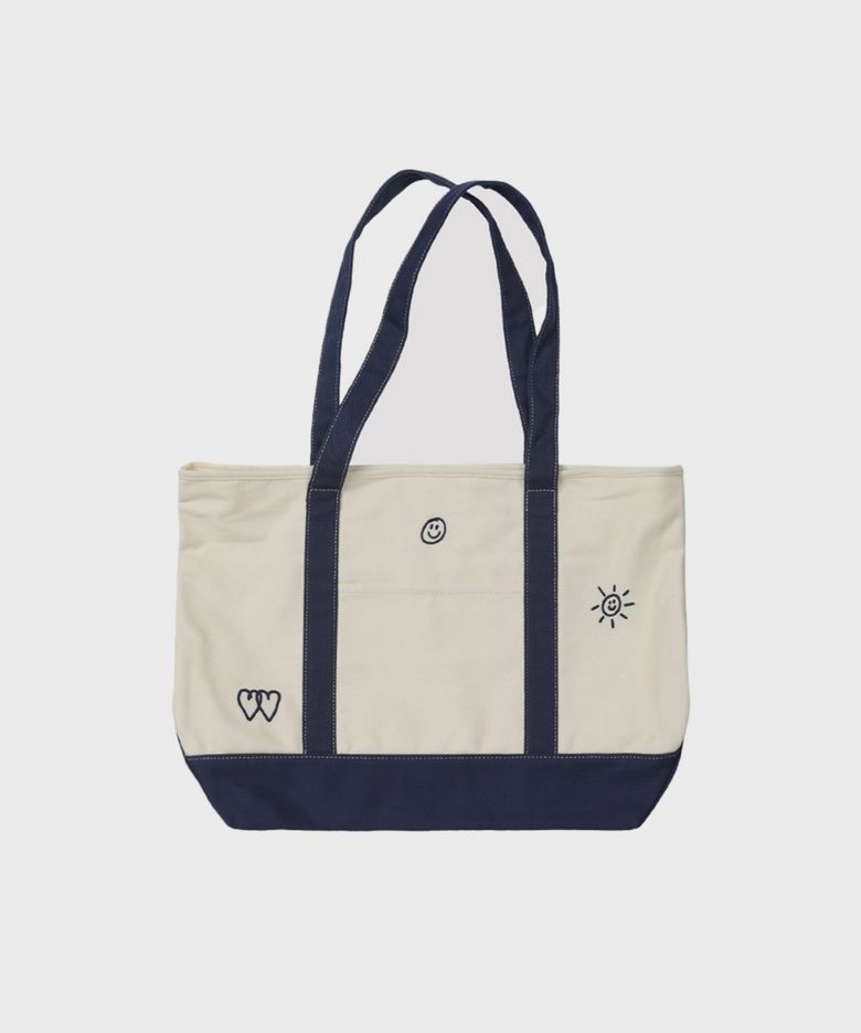 CANVAS SHOULDER BAG ECRU NAVY