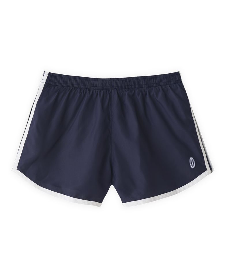 Line track shorts in dark blue
