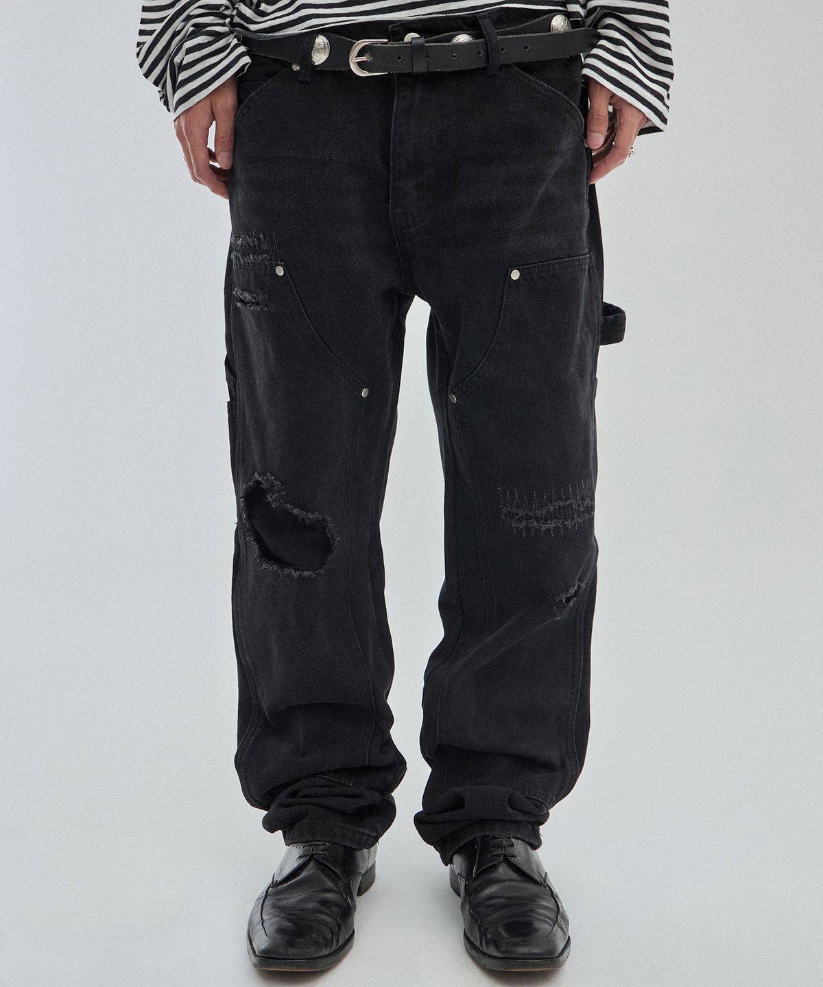 스웨이드(SUADE) REGULAR DOUBLE KNEE PANTS [BLACK]