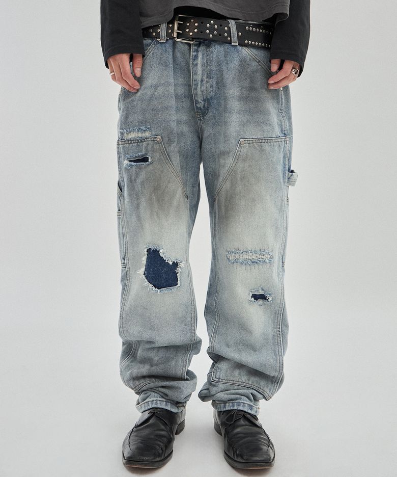 REGULAR DOUBLE KNEE PANTS [BLUE]