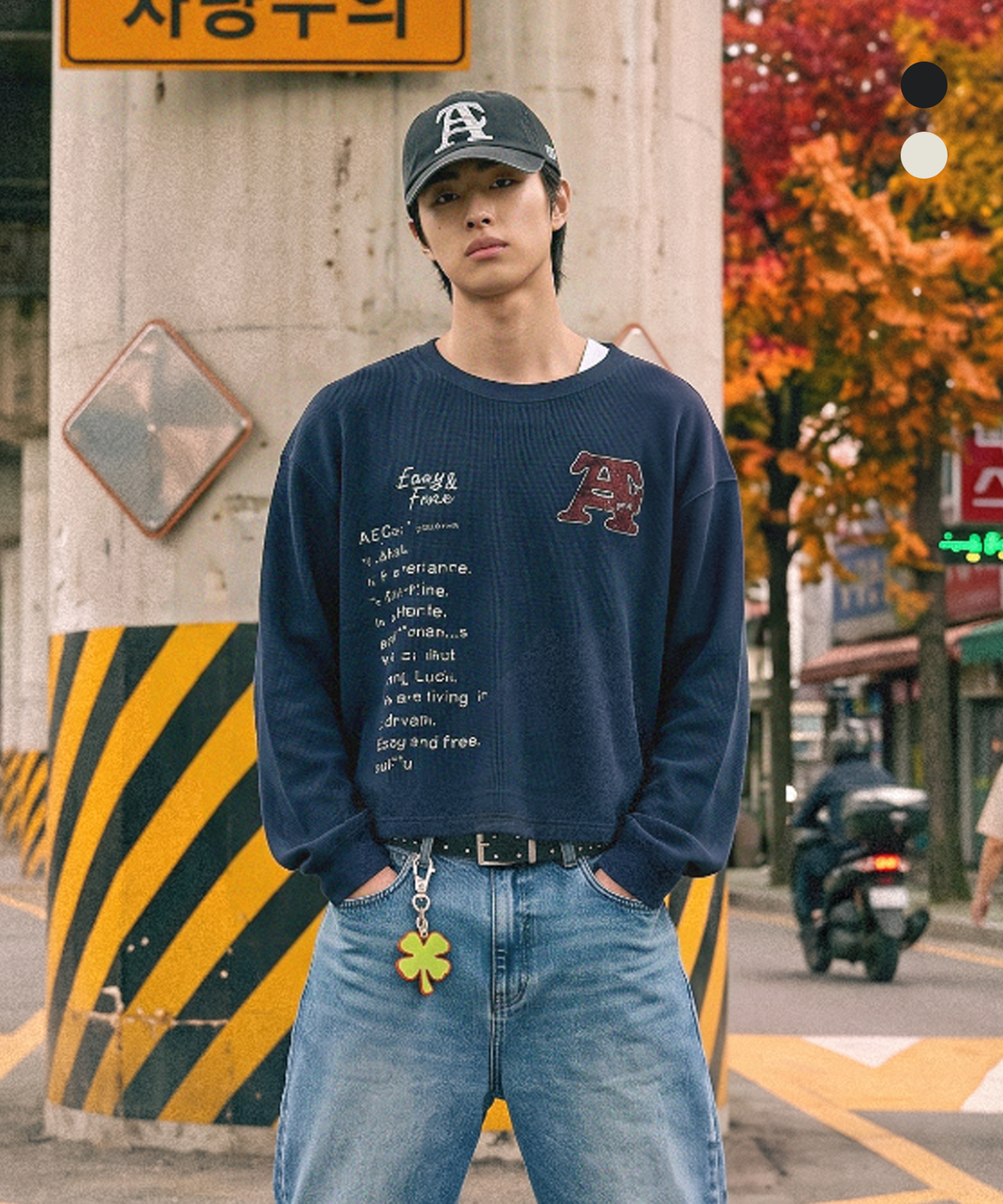 에이카화이트(AECA) AECA WAFFLE GRAPHIC LONG SLEEVE (2color)