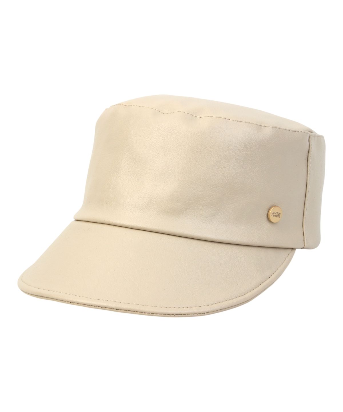 유니버셜 케미스트리(UNIVERSAL CHEMISTRY) Leather Ivory Logo Riding Cap 가죽승마모자