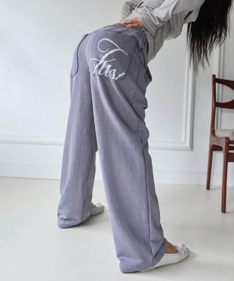 SILVER GLITTER PIGMENT SWEAT PANTS-ASH PURPLE