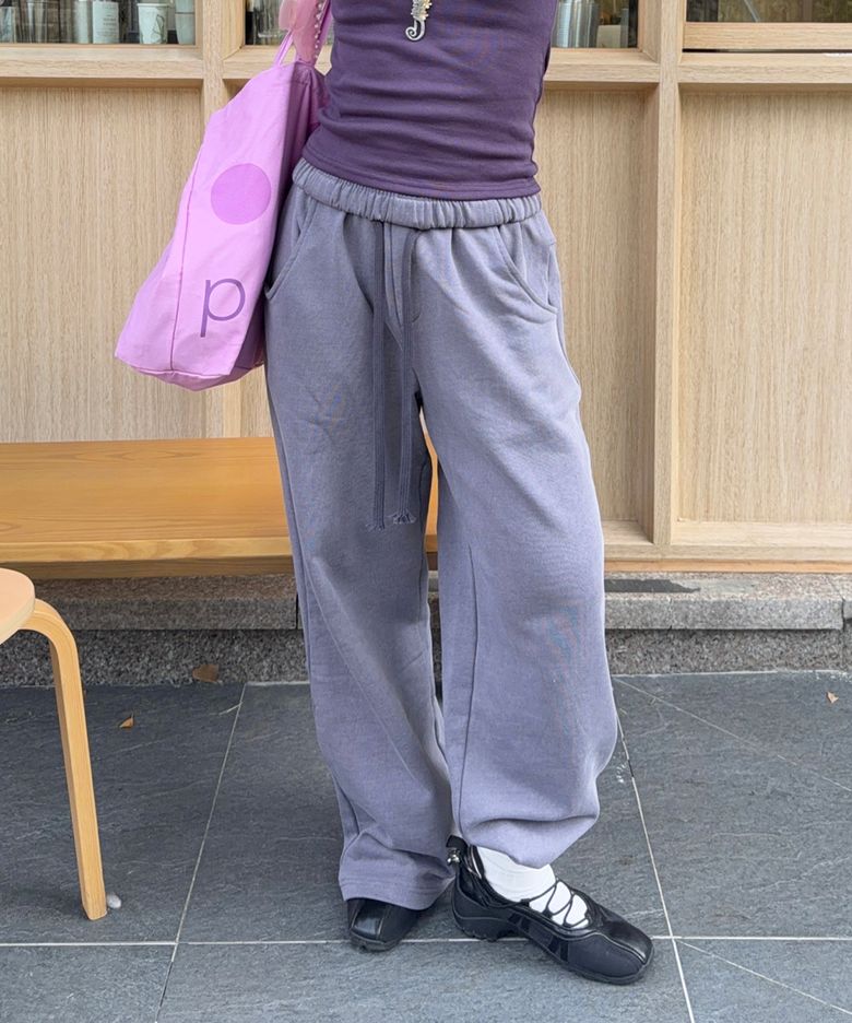 SILVER GLITTER PIGMENT SWEAT PANTS-ASH PURPLE