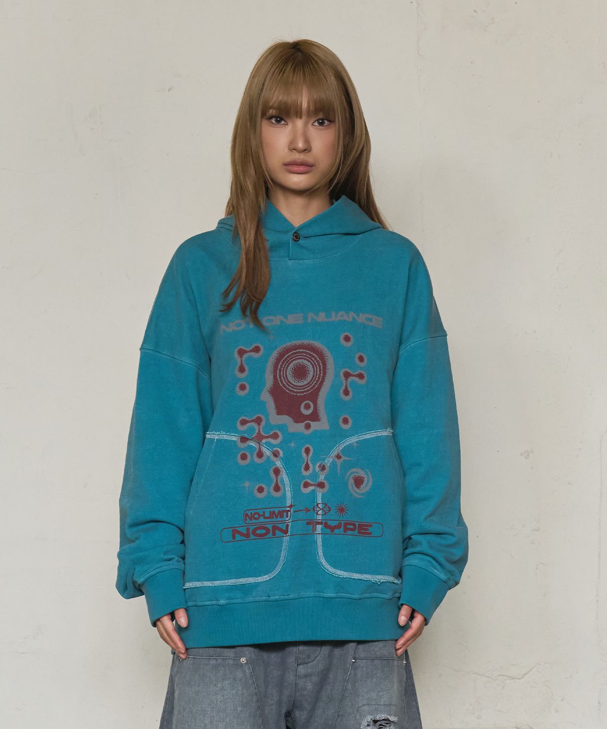 논타입(NONTYPE) MENTAL NOISE GRAPHIC HOODIE (MINT)