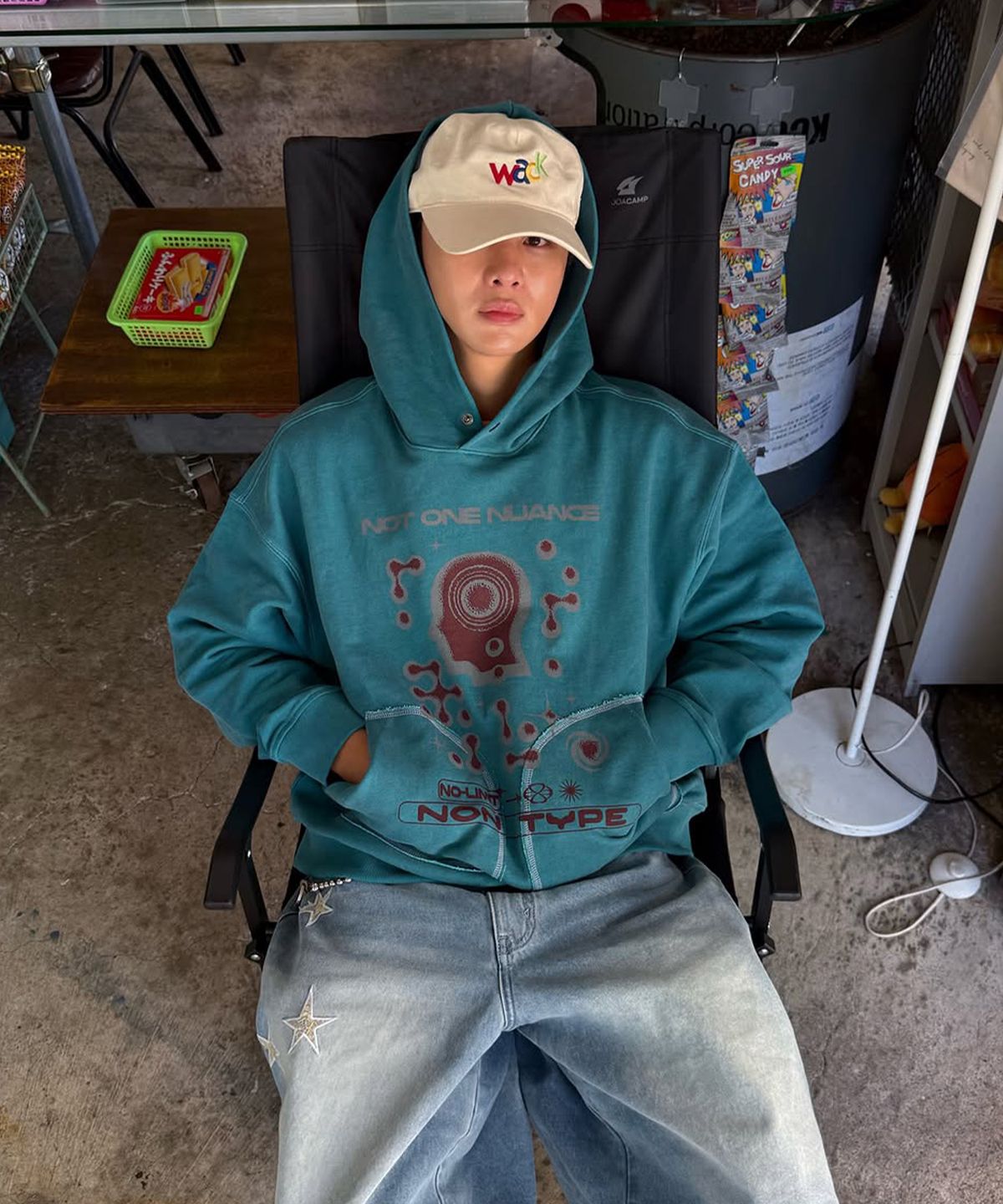 논타입(NONTYPE) MENTAL NOISE GRAPHIC HOODIE (MINT)