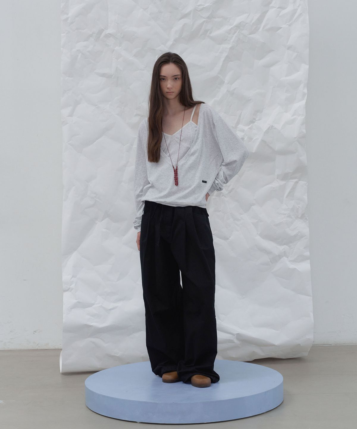 포에토(FOETO) Legacy cotton pintuck pants - black
