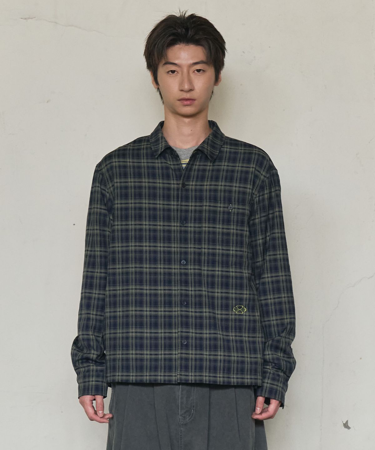 논타입(NONTYPE) AFTERIMAGE CHECK SHIRT (DARK GREEN)