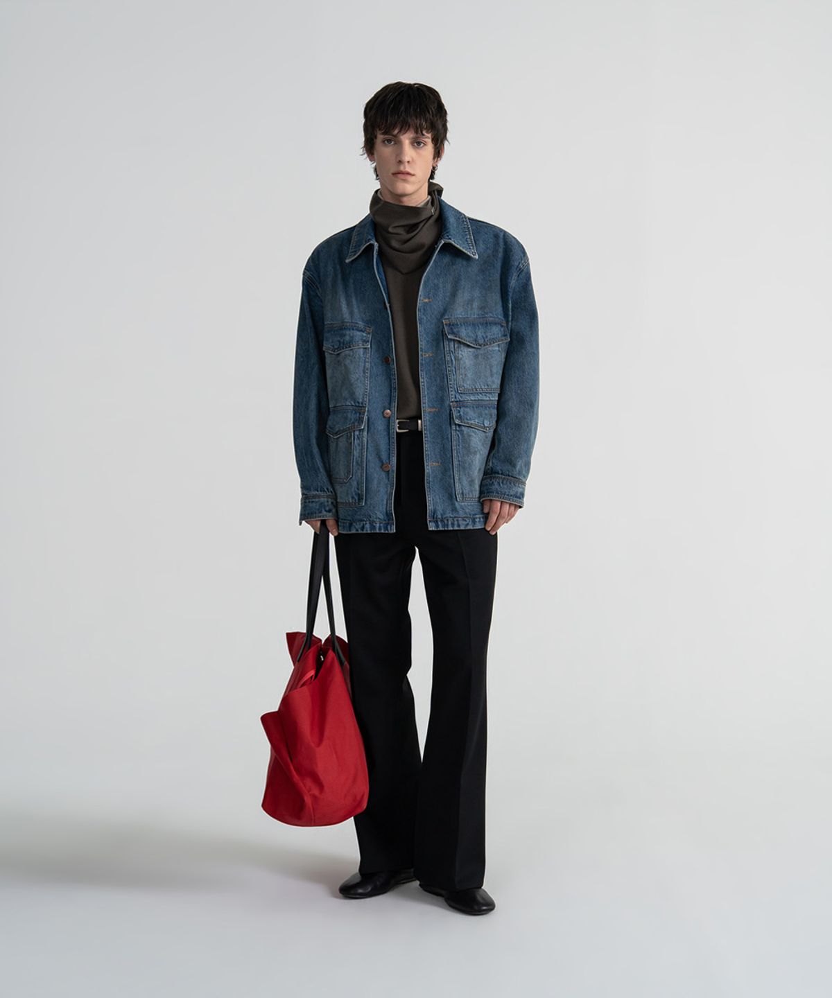 노이스(NOICE) COVERALL VINTAGE WASHED DENIM JACKET - BLUE