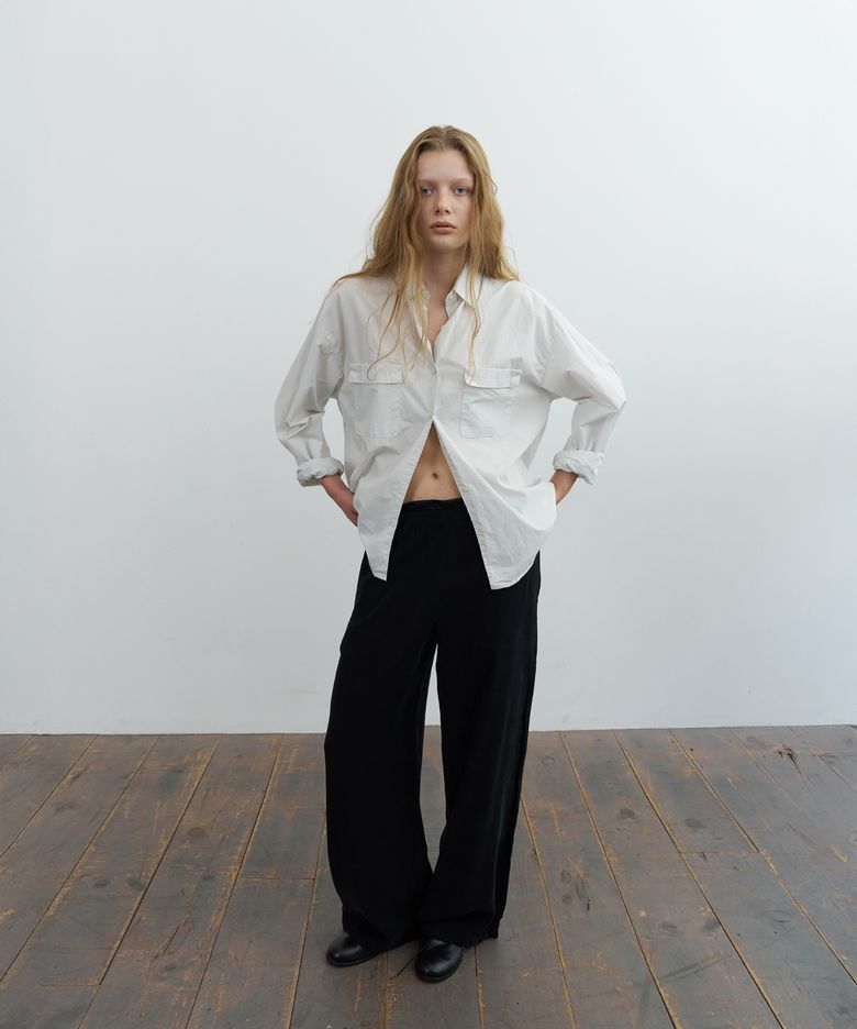 Layered cupra banding pants - black