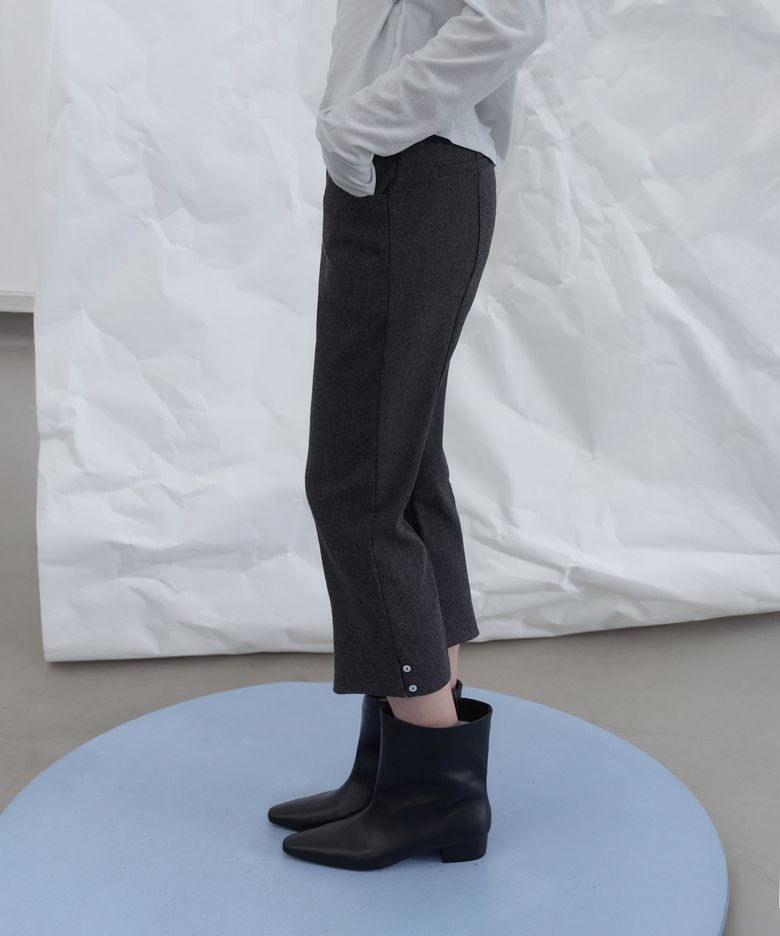 Wool button capri pants - charcoal