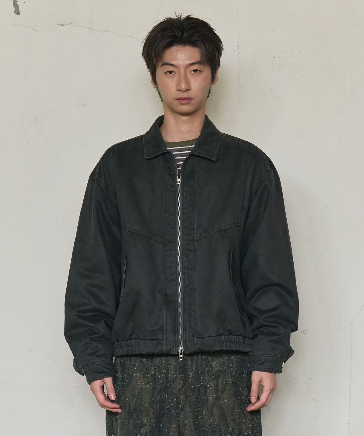 논타입(NONTYPE) FADED WORK BLOUSON JACKET (CHARCOAL)