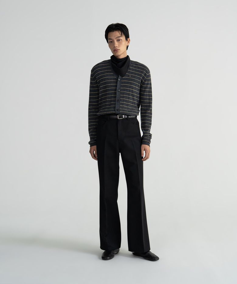 M WOOL FLARED PANTS - BLACK