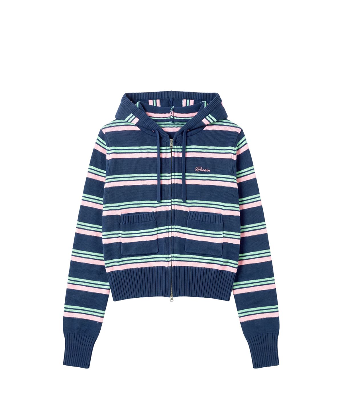 파시온(PASION) 멜로우 스트라이프 후드집업_네이비 Mellow Stripe Hoodie Zip-Up_Navy