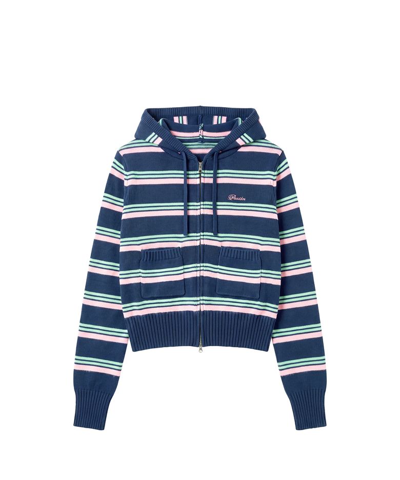 멜로우 스트라이프 후드집업_네이비 Mellow Stripe Hoodie Zip-Up_Navy