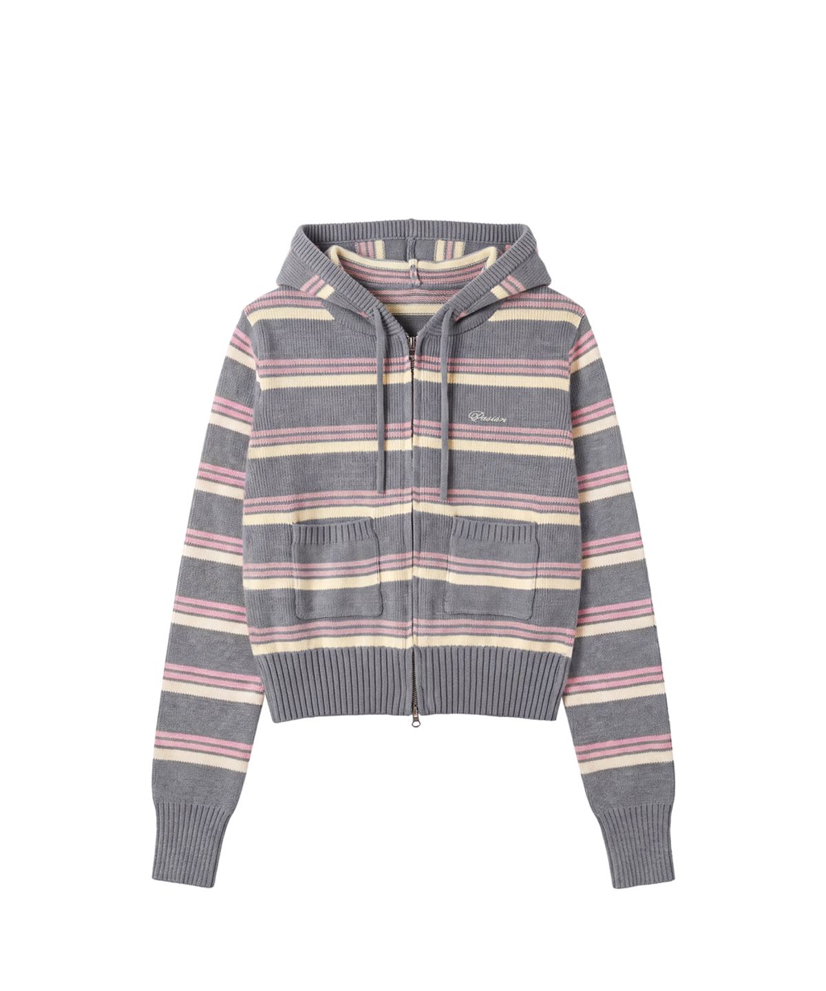 파시온(PASION) 멜로우 스트라이프 후드집업_그레이 Mellow Stripe Hoodie Zip-Up_Gray