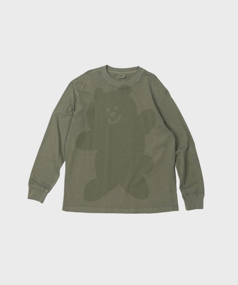 PIGMENT LONG SLEEVE T SHIRT BEAR KHAKI