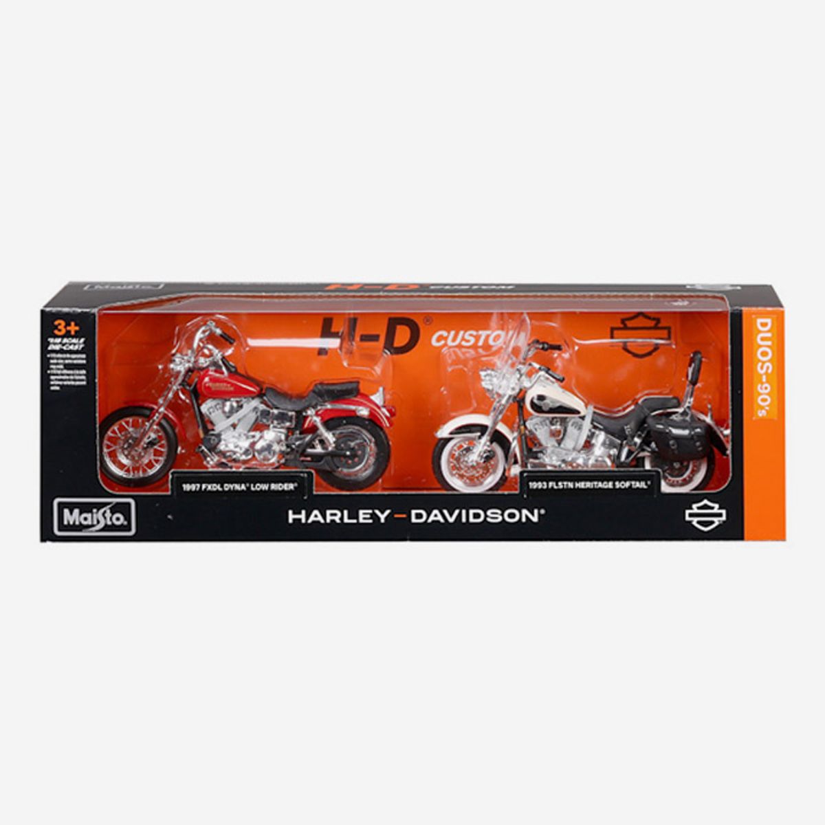 할리데이비슨(HARLEY-DAVIDSON) 1993 FLSTN 헤리티지 소프테일 + 1997 FXDL 다이나 로우 라이더 미니어처 세트