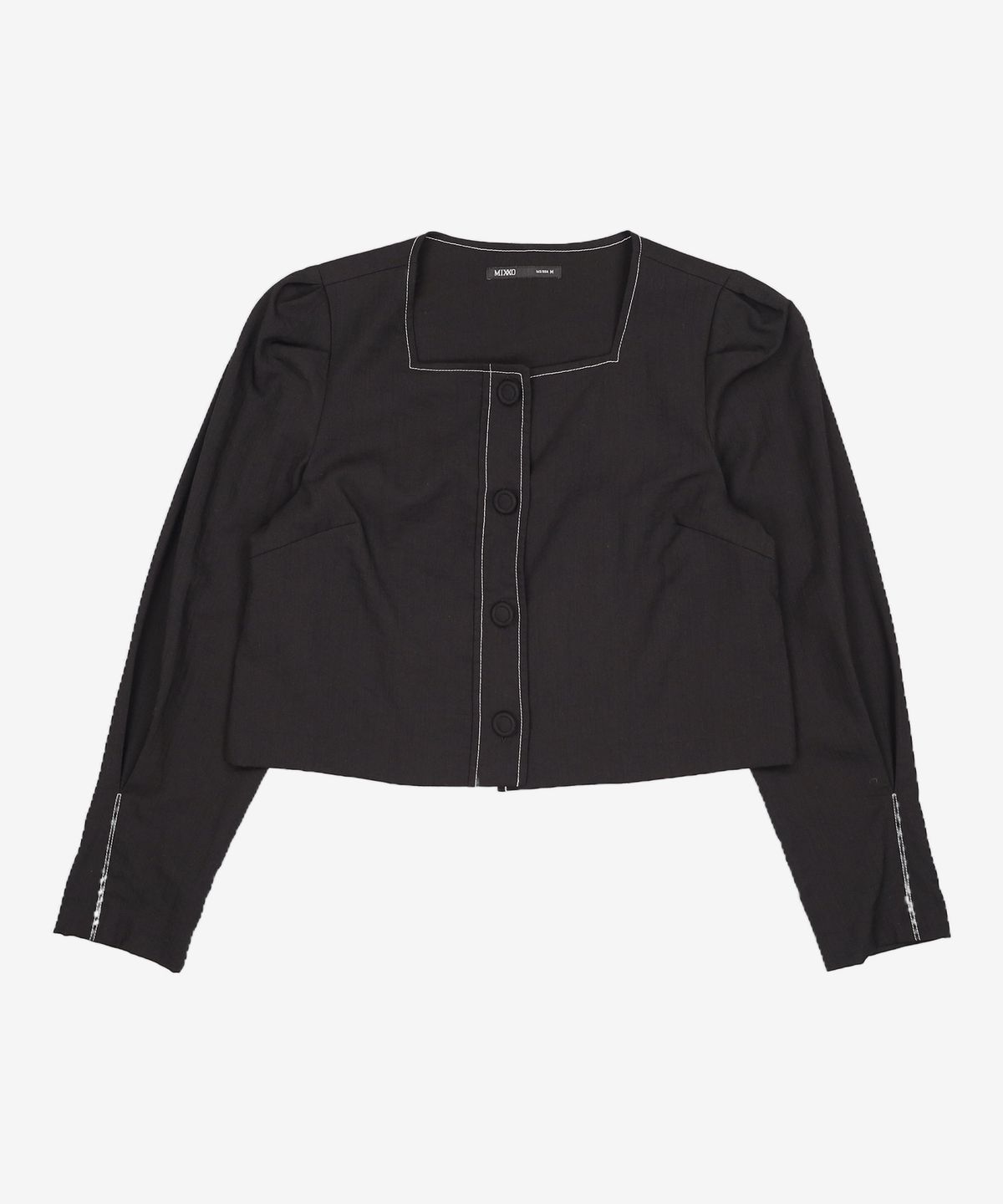 미쏘(MIXXO) 스티치 스퀘어넥 블라우스_MIWBLD901B M