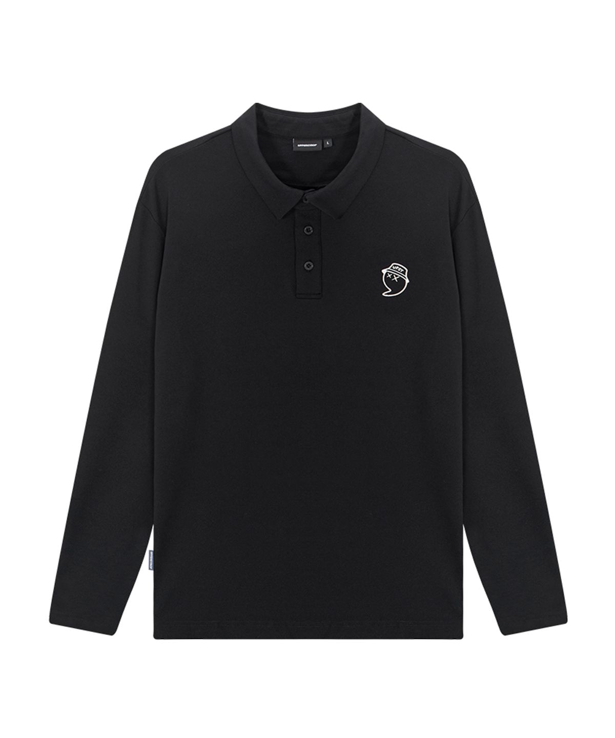 어퍼스트롭 골프(UPPERSTROP GOLF) [UMT26009-01] 남성 페더 로고 자수 긴팔 카라 티셔츠 블랙