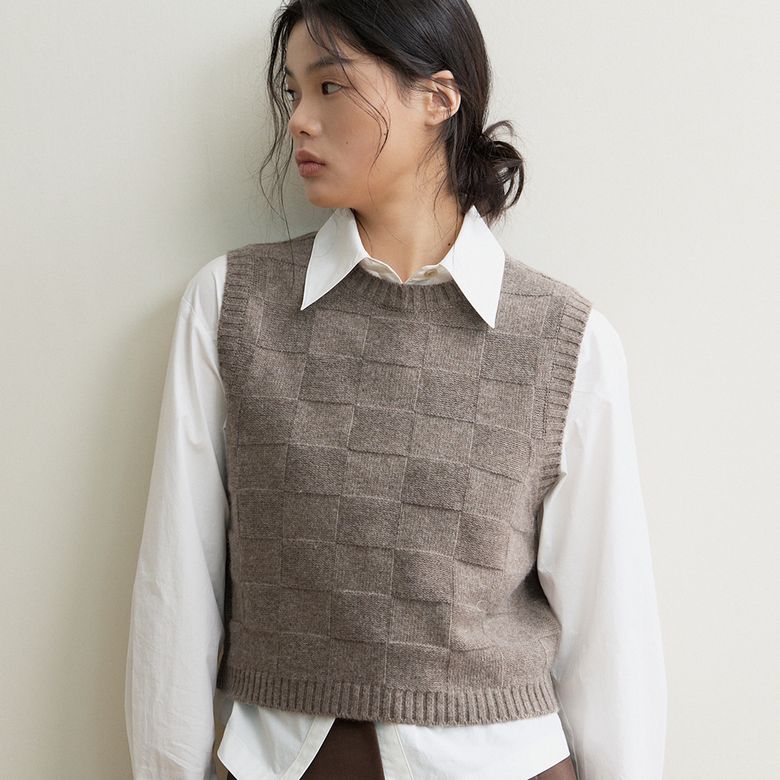 ALMA KNIT VEST BROWN